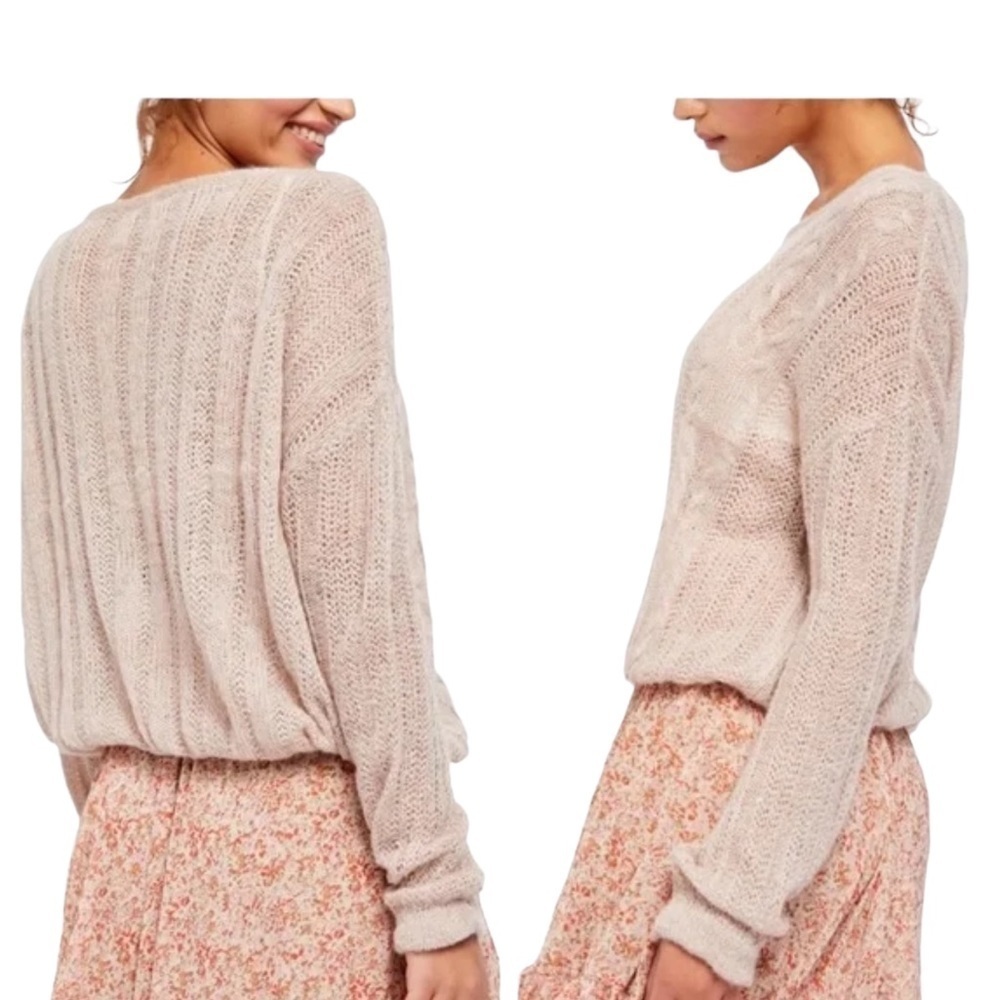 Free People Oversized‎ Angel Pointelle Knit Sweater